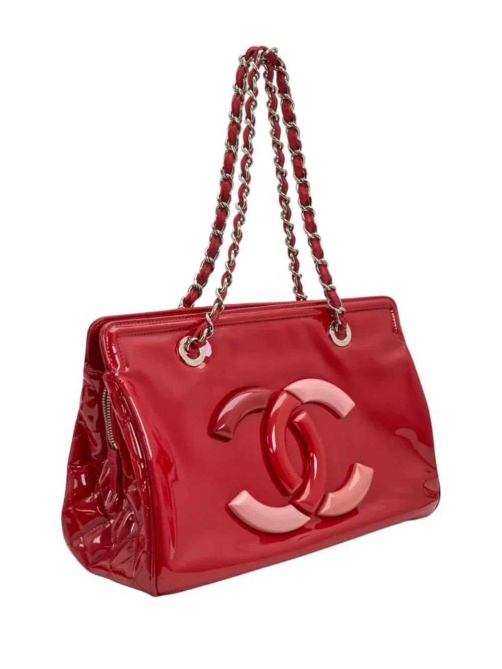 Chanel 10C Collection Red Patent Shopping Tote Bag